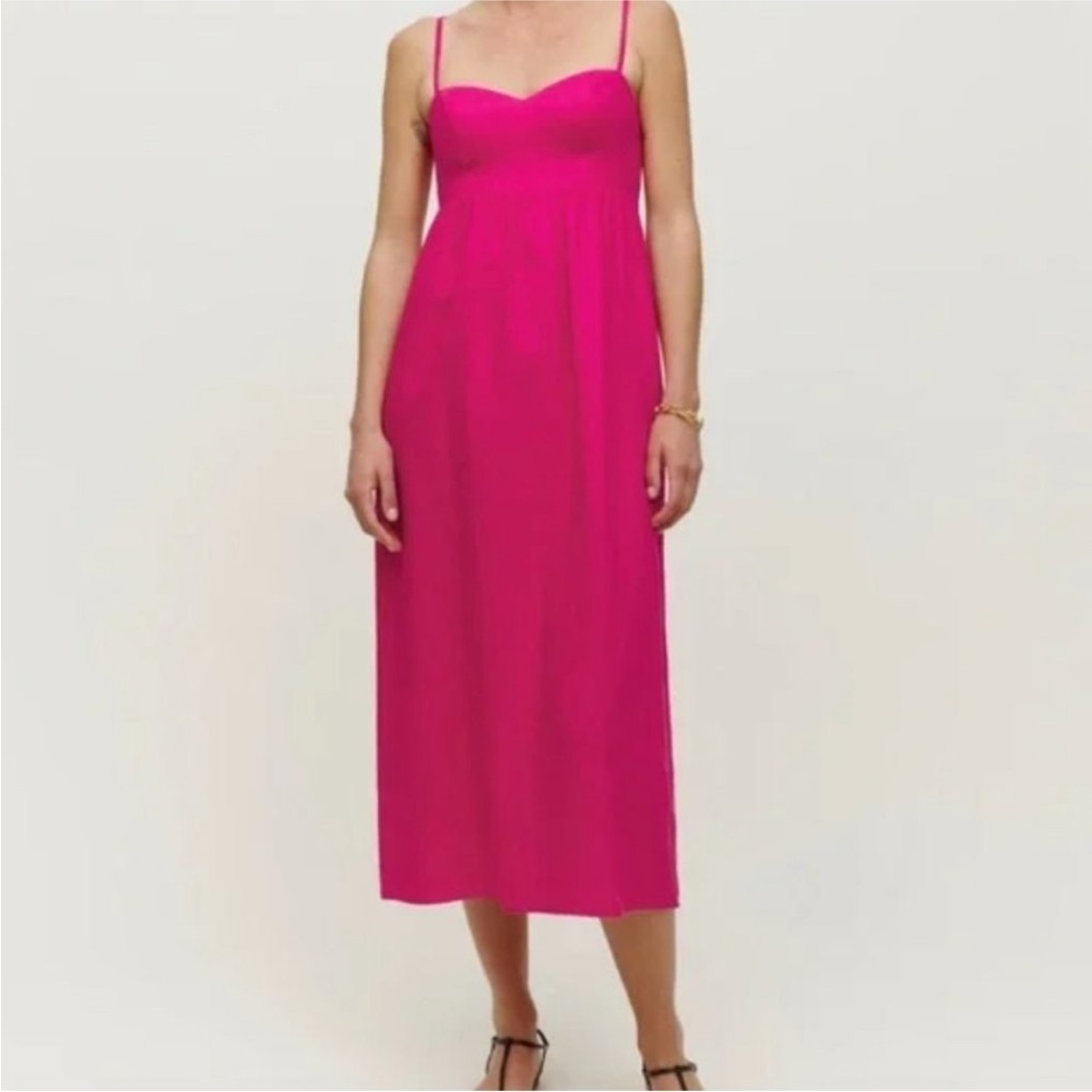 Reformation Odette Pink Linen Long Midi Dress Size 0